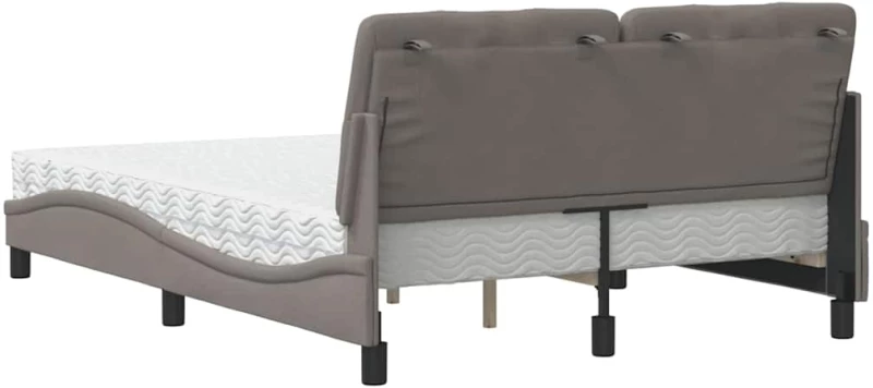vidaXL Κρεβάτι με Στρώμα Taupe 120x200 εκ. Υφασμάτινο