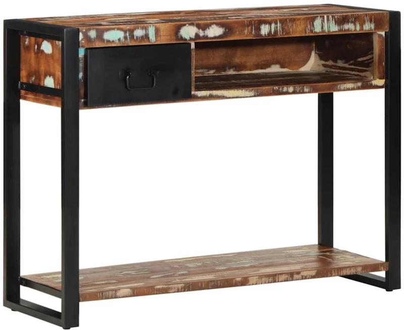 vidaXL Τραπέζι κονσόλας Πολύχρωμο 100x35x75 cm Στερεό ξύλο ανακτημένο