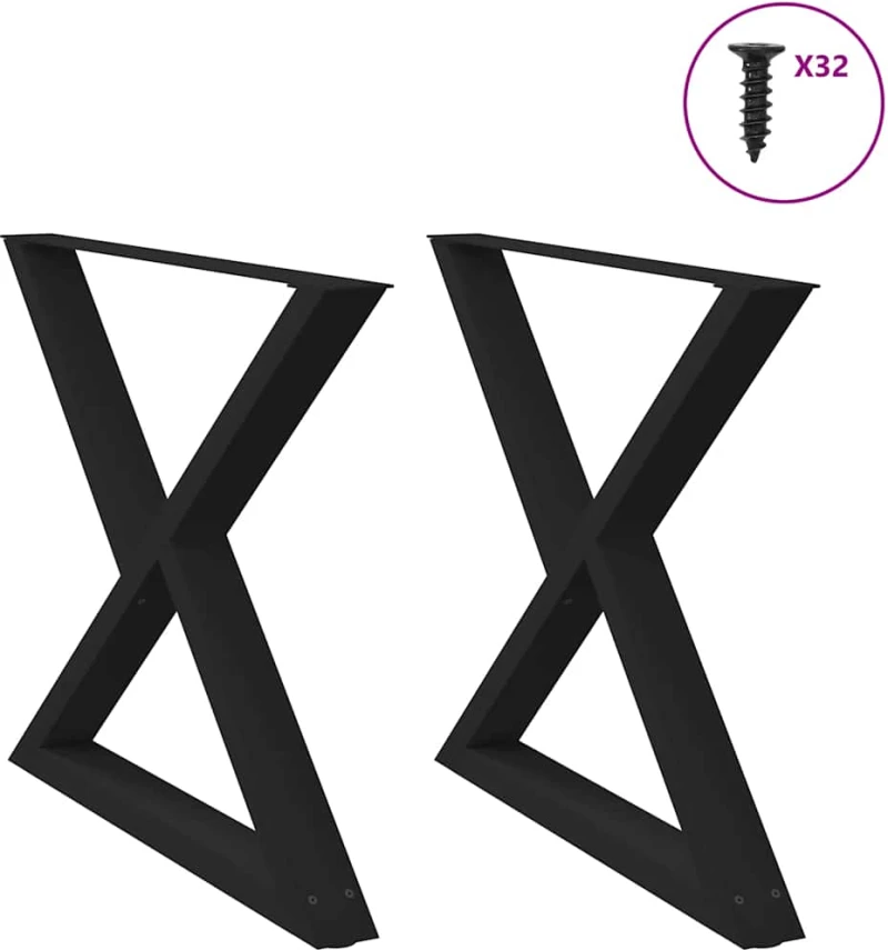 vidaXL Πόδια τραπεζαρίας 2 τεμάχια Μαύρο 90x(72-73,3) cm Χάλυβας