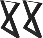 vidaXL Πόδια τραπεζαρίας 2 τεμάχια Μαύρο 90x(72-73,3) cm Χάλυβας
