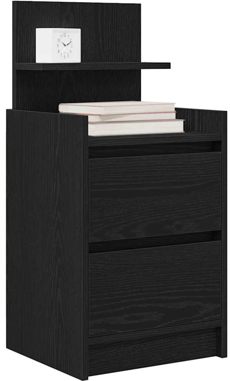 vidaXL Κομοδίνο με 2 συρτάρια Μαύρο 38x34x80 εκ.