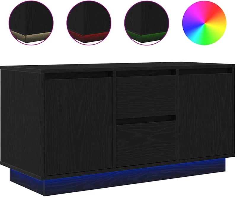 vidaXL Έπιπλο Τηλεόρασης με LED Μαύρη βελανιδιά 100x41x50 εκ.