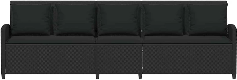 vidaXL Καναπές κήπου 5θέσιος με μαξιλάρια Μαύρο Poly Rattan