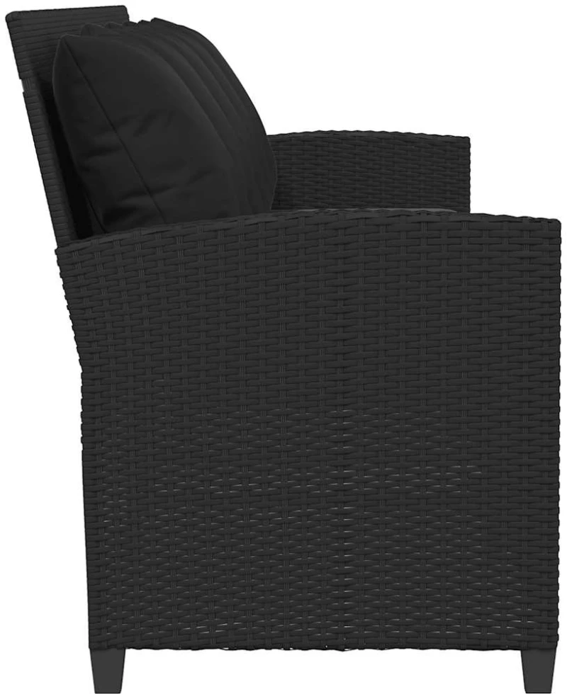 vidaXL Καναπές κήπου 5θέσιος με μαξιλάρια Μαύρο Poly Rattan