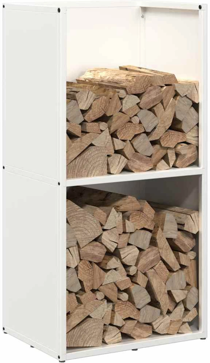 vidaXL Ράφι Καυσόξυλων Λευκό 40x30x80 εκ. Χάλυβας ψυχρής έλασης