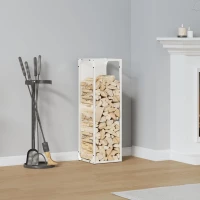 vidaXL Ράφι για καυσόξυλα Λευκό 25x25x80 cm Ατσάλι ψυχρής έλασης