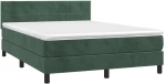 vidaXL Κρεβάτι Boxspring με Στρώμα & LED Σκ. Πράσινο 140x190εκ Βελούδο