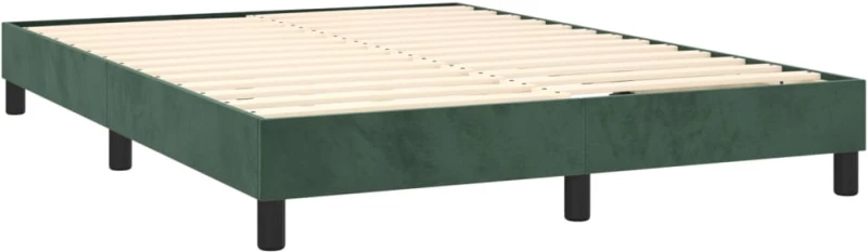 vidaXL Κρεβάτι Boxspring με Στρώμα & LED Σκ. Πράσινο 140x190εκ Βελούδο