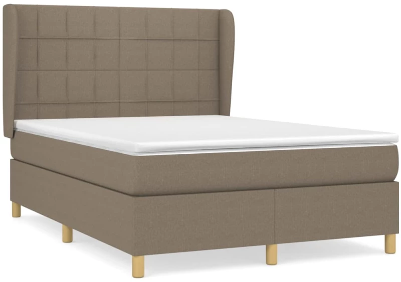 vidaXL Κρεβάτι Boxspring με Στρώμα Taupe 140x190 εκ. Υφασμάτινο