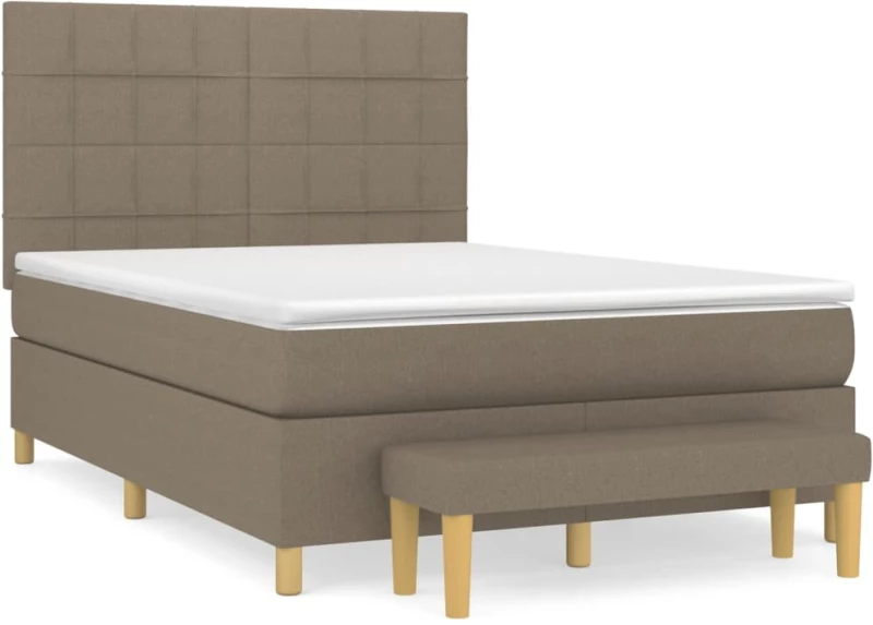 vidaXL Κρεβάτι Boxspring με Στρώμα Taupe 140x190 εκ. Υφασμάτινο