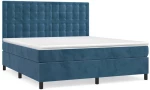 vidaXL Κρεβάτι Boxspring με Στρώμα Σκούρο Μπλε 160x200 εκ. Βελούδινο