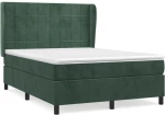 vidaXL Κρεβάτι Boxspring με Στρώμα Σκούρο Πράσινο 140x190εκ. Βελούδινο