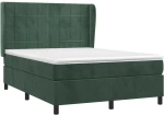 vidaXL Κρεβάτι Boxspring με Στρώμα Σκούρο Πράσινο 140x190εκ. Βελούδινο