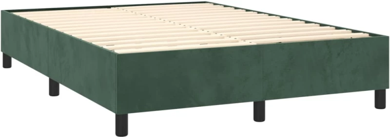 vidaXL Κρεβάτι Boxspring με Στρώμα Σκούρο Πράσινο 140x190εκ. Βελούδινο