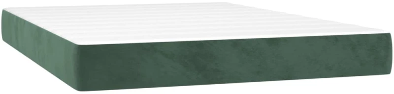 vidaXL Κρεβάτι Boxspring με Στρώμα Σκούρο Πράσινο 140x190εκ. Βελούδινο