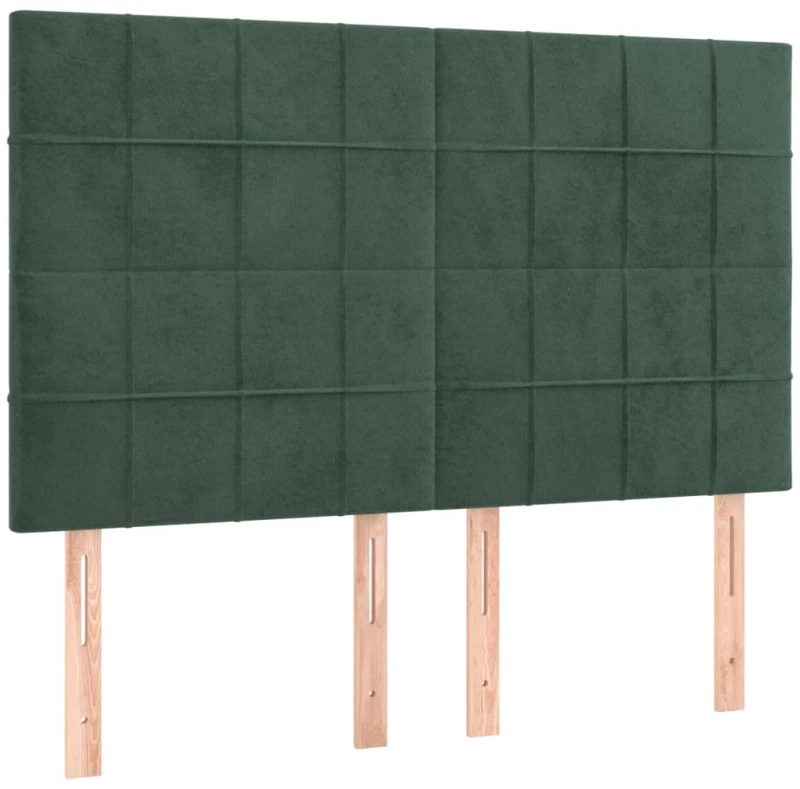 vidaXL Κρεβάτι Boxspring με Στρώμα Σκούρο Πράσινο 140x190εκ. Βελούδινο