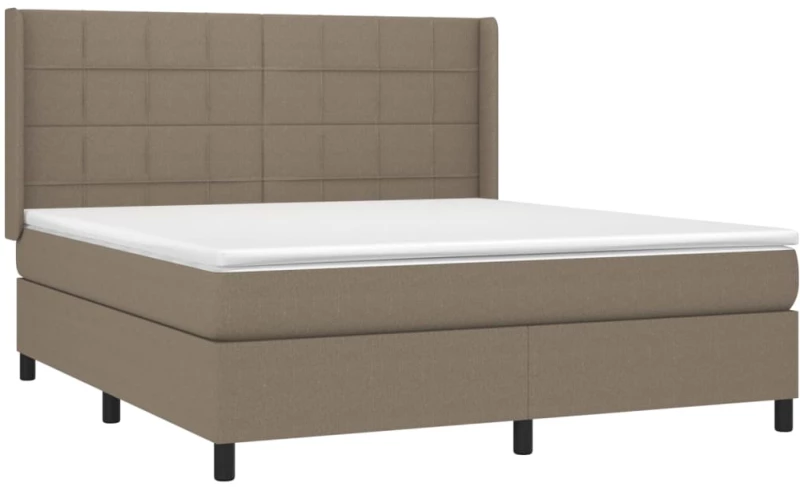vidaXL Κρεβάτι Boxspring με Στρώμα & LED Taupe 160x200 εκ. Υφασμάτινο