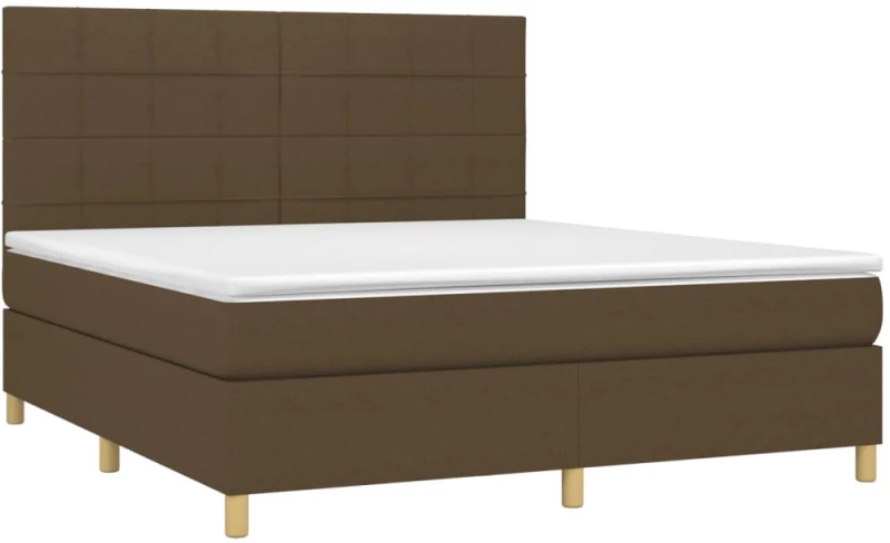 vidaXL Κρεβάτι Boxspring με Στρώμα Σκούρο Καφέ 160x200 εκ Υφασμάτινο
