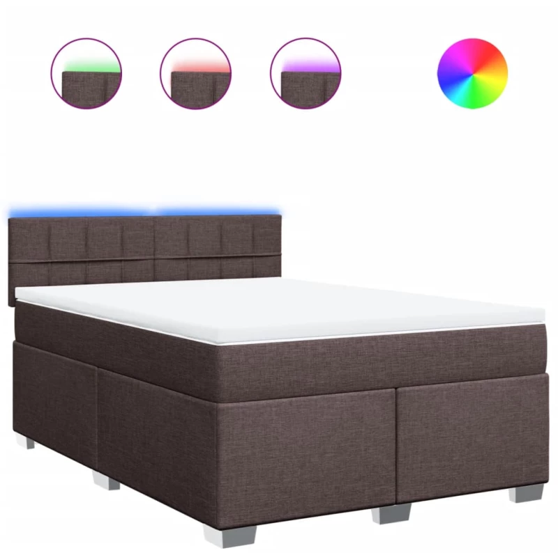 vidaXL Κρεβάτι Boxspring με Στρώμα Σκούρο Καφέ 140x200 εκ Υφασμάτινο