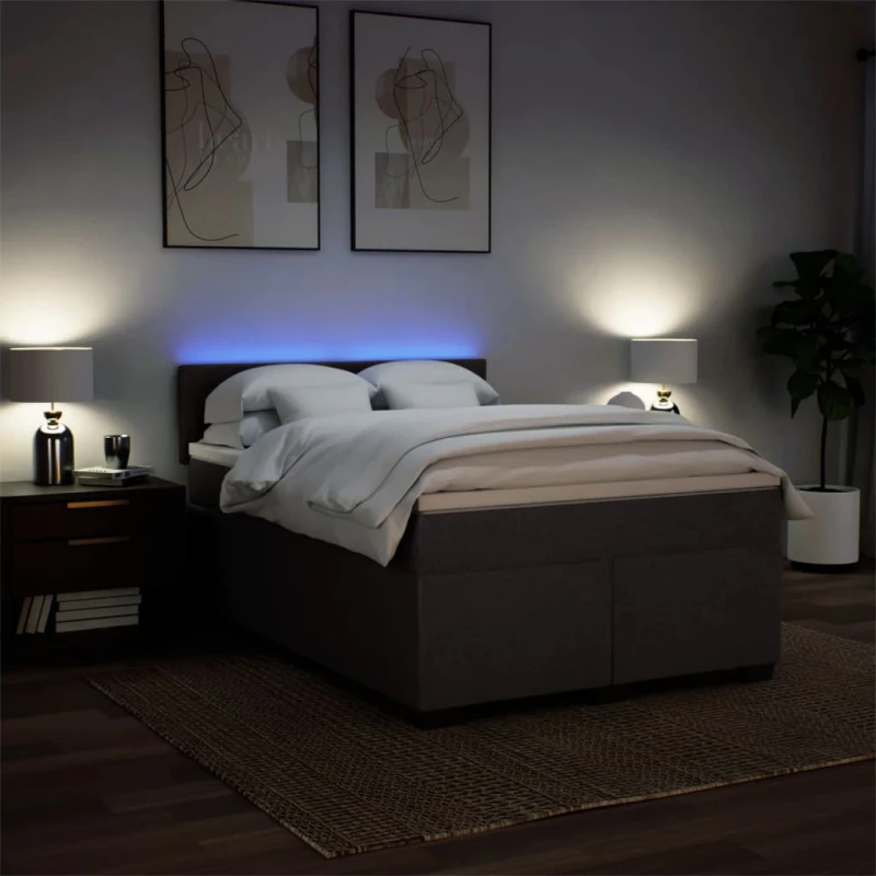 vidaXL Κρεβάτι Boxspring με Στρώμα Σκούρο Καφέ 140x200 εκ Υφασμάτινο