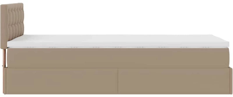 vidaXL Οθωμανικό κρεβάτι με στρώματα & LEDs Cappuccino Faux Leather