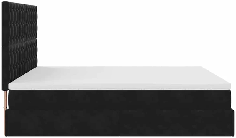 vidaXL Οθωμανικό κρεβάτι με στρώματα & LEDs Μαύρο 180x200cm Velvet