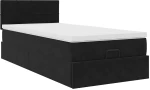 vidaXL Οθωμανικό κρεβάτι με στρώμα & LEDs Μαύρο 90x200cm Velvet
