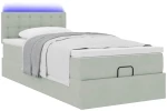 vidaXL Οθωμανικό κρεβάτι με στρώμα&LEDs Ανοιχτό γκρι 100x200cm Βελούδο