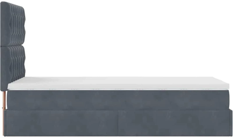 vidaXL Οθωμανικό κρεβάτι με στρώματα & LEDs Σκούρο γκρι Βελούδο