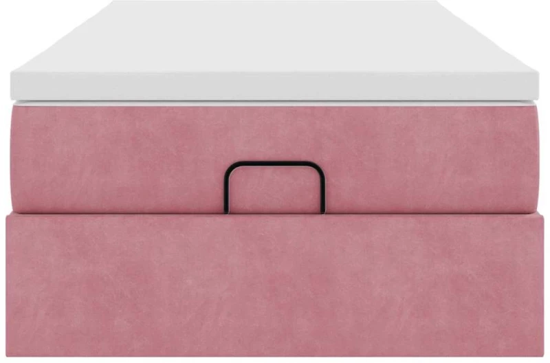 vidaXL Οθωμανικό κρεβάτι με στρώμα ροζ 90x200cm Velvet