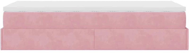 vidaXL Οθωμανικό κρεβάτι με στρώμα ροζ 90x200cm Velvet