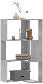 vidaXL Βιβλιοθήκη Γωνιακή 3 Επ. Γκρι Σκυροδέμ. 50x50x102εκ Επεξ. Ξύλο