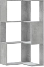 vidaXL Βιβλιοθήκη Γωνιακή 3 Επ. Γκρι Σκυροδέμ. 50x50x102εκ Επεξ. Ξύλο
