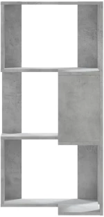 vidaXL Βιβλιοθήκη Γωνιακή 3 Επ. Γκρι Σκυροδέμ. 50x50x102εκ Επεξ. Ξύλο