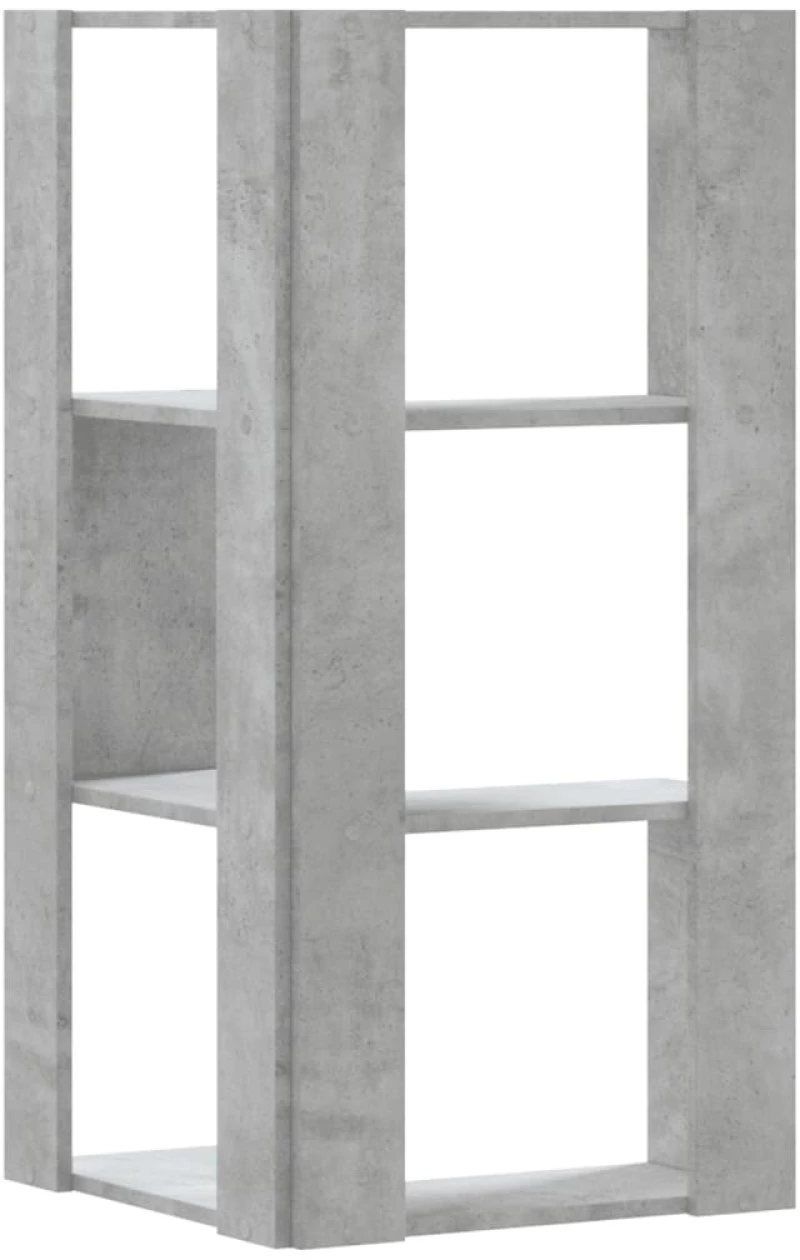 vidaXL Βιβλιοθήκη Γωνιακή 3 Επ. Γκρι Σκυροδέμ. 50x50x102εκ Επεξ. Ξύλο