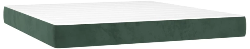 vidaXL Κρεβάτι Boxspring με Στρώμα & LED Σκ. Πράσινο 160x200εκ Βελούδο