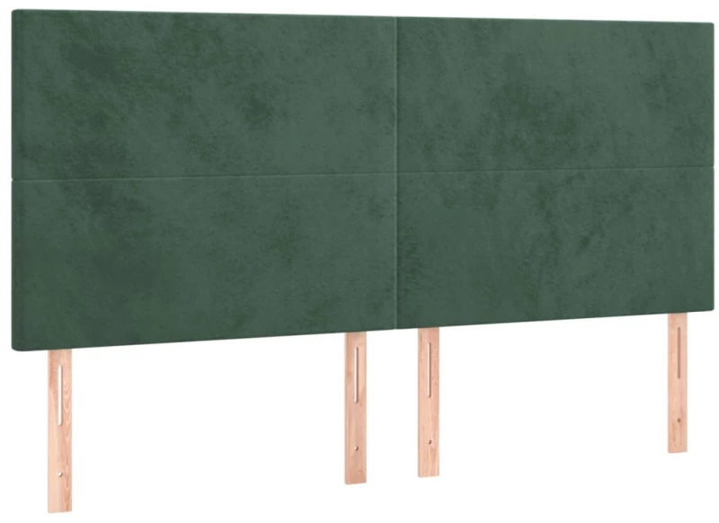 vidaXL Κρεβάτι Boxspring με Στρώμα & LED Σκ. Πράσινο 160x200εκ Βελούδο