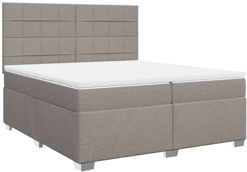 vidaXL Κρεβάτι Boxspring με Στρώμα Taupe 200x200 εκ. Υφασμάτινο