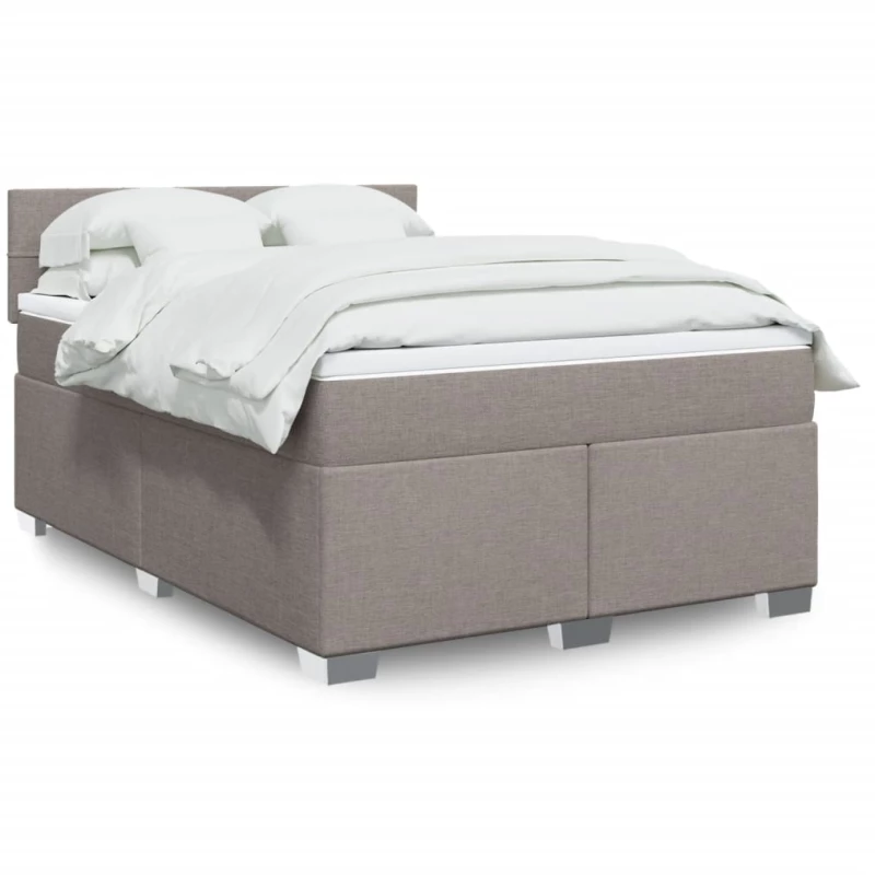vidaXL Κρεβάτι Boxspring με Στρώμα Taupe 160x200 εκ. Υφασμάτινο