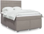 vidaXL Κρεβάτι Boxspring με Στρώμα Taupe 160x200 εκ. Υφασμάτινο
