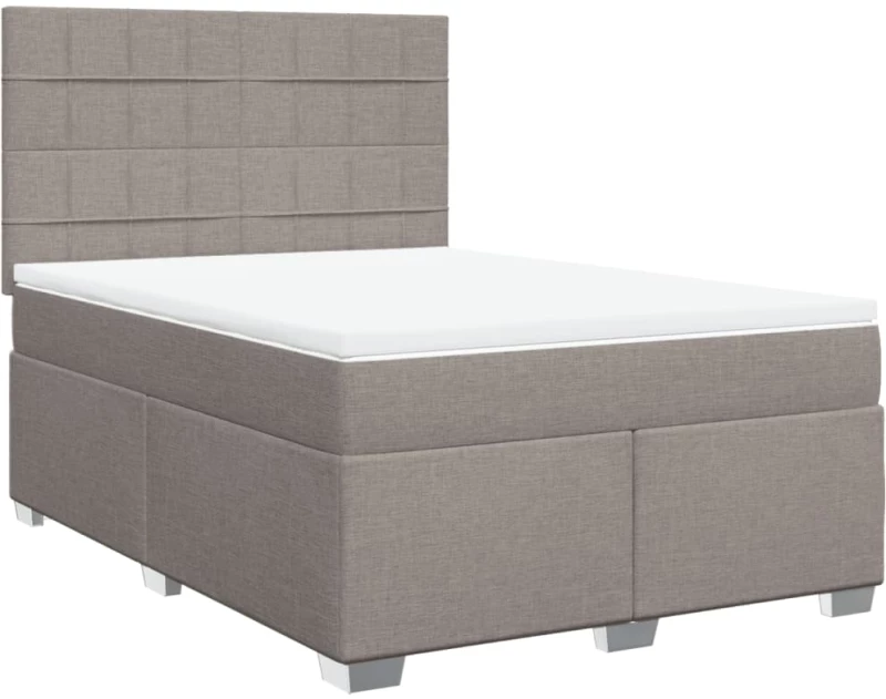 vidaXL Κρεβάτι Boxspring με Στρώμα Taupe 160x200 εκ. Υφασμάτινο