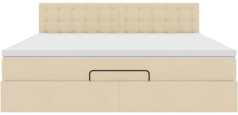 vidaXL Οθωμανικό κρεβάτι με στρώμα & LEDs Cream 160x200cm ύφασμα