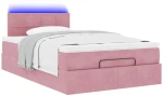 vidaXL Οθωμανικό κρεβάτι με στρώμα & LEDs Ροζ 120x200cm Velvet