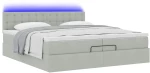 vidaXL Οθωμανικό κρεβάτι με στρώματα & LEDs Ανοιχτό γκρι Βελούδο