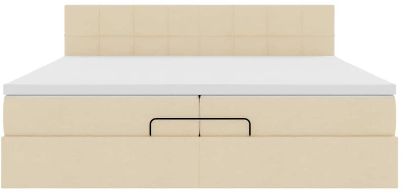 vidaXL Οθωμανικό κρεβάτι με στρώματα & LEDs Κρέμα 200x200cm ύφασμα