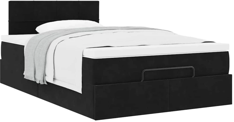 vidaXL Οθωμανικό κρεβάτι με στρώμα Μαύρο 120x200cm Velvet