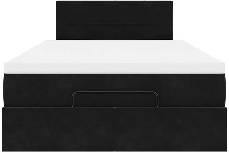vidaXL Οθωμανικό κρεβάτι με στρώμα Μαύρο 120x200cm Velvet