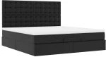 vidaXL Οθωμανικό κρεβάτι με στρώματα & LEDs Μαύρο Faux Leather