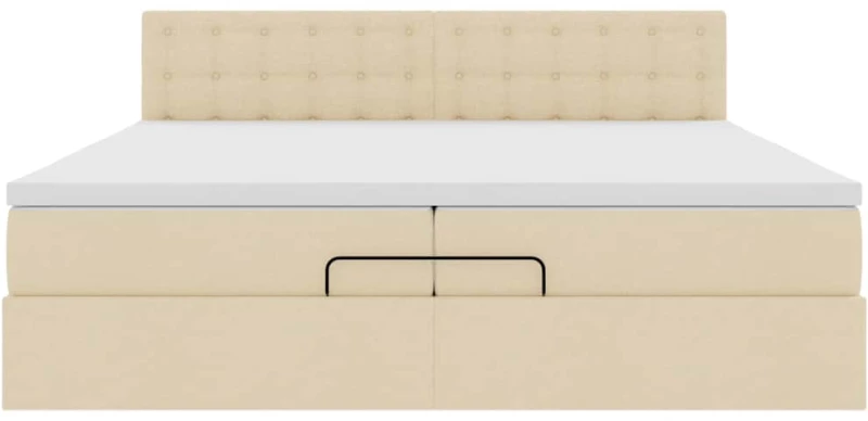 vidaXL Οθωμανικό κρεβάτι με στρώματα & LEDs Κρέμα 200x200cm ύφασμα