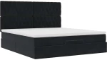 vidaXL Οθωμανικό κρεβάτι με στρώματα Μαύρο 180x200cm Velvet